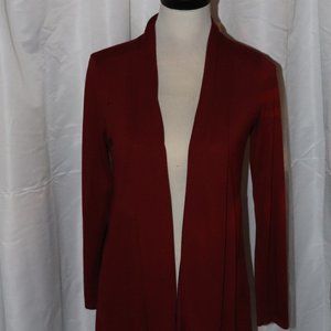 LL Bean Women's Red Open Drape Front Knit Cardigan Sweater Top SZ S